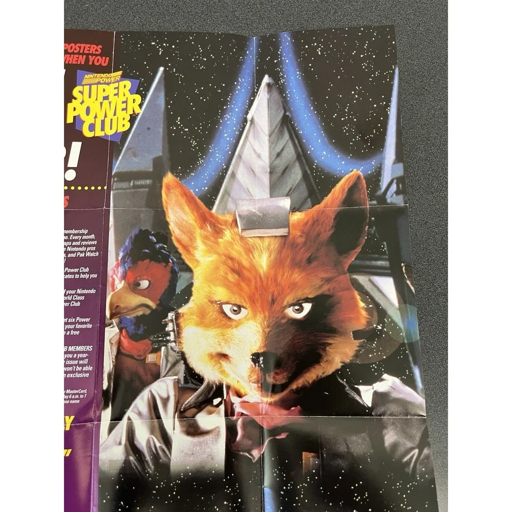 1993 Super Nintendo SNES Star Fox Power Club Poster Game Box Insert GP-SNS-USA-3